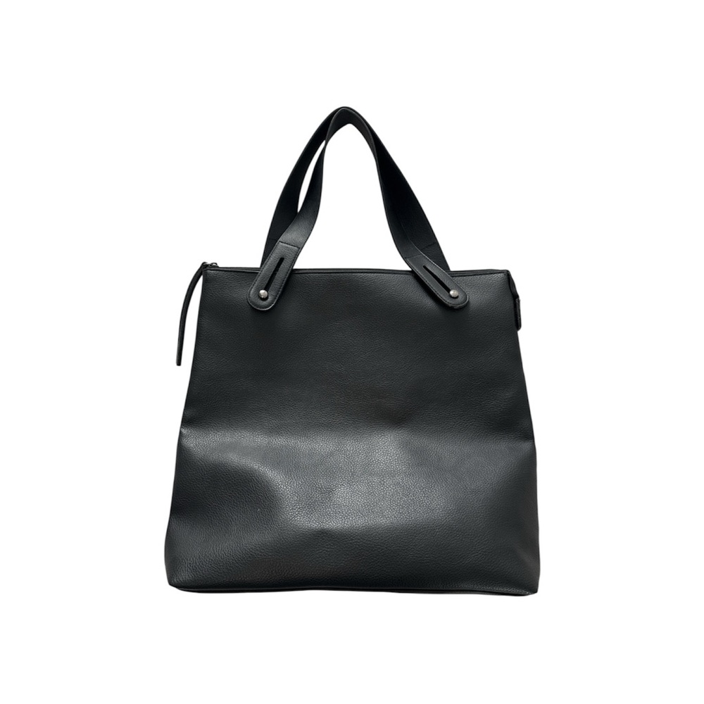 Giorgio Armani Parfums Black Faux Leather Tote Bag with Double Handles